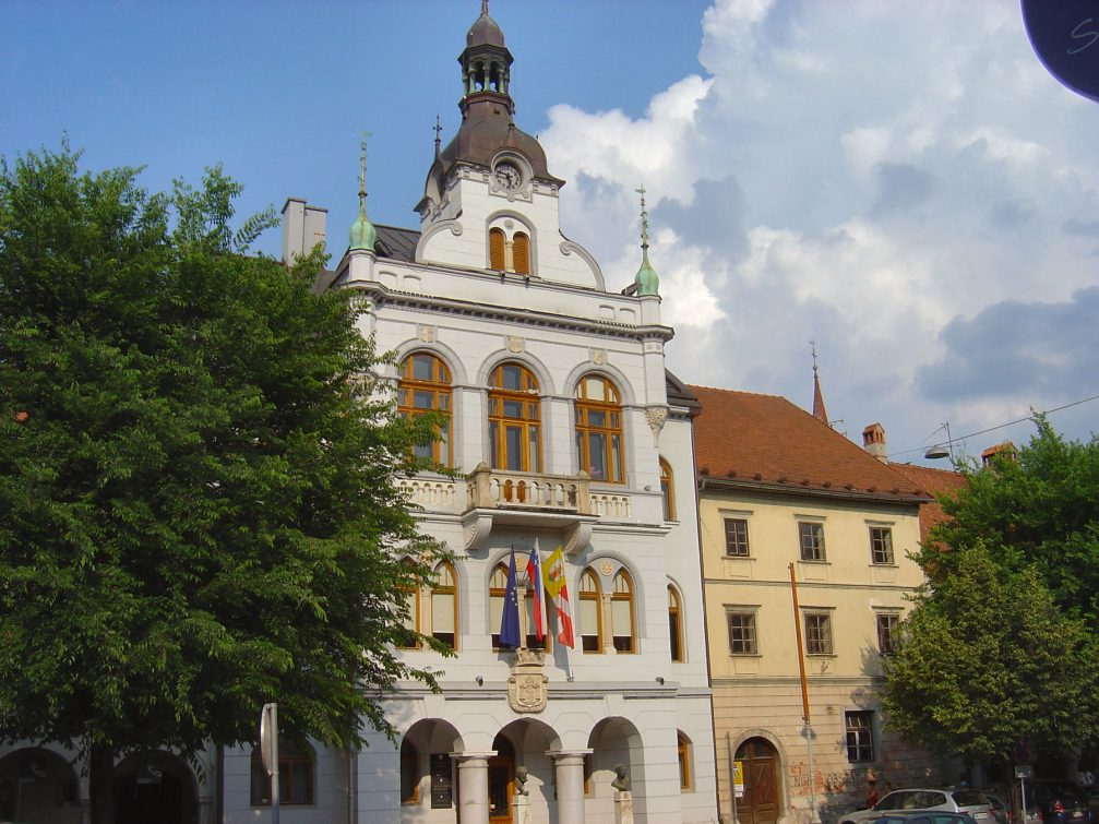 The Neo-Romanesque and Neo-Gothic Town Hall in Novo Mesto, Slovenia
