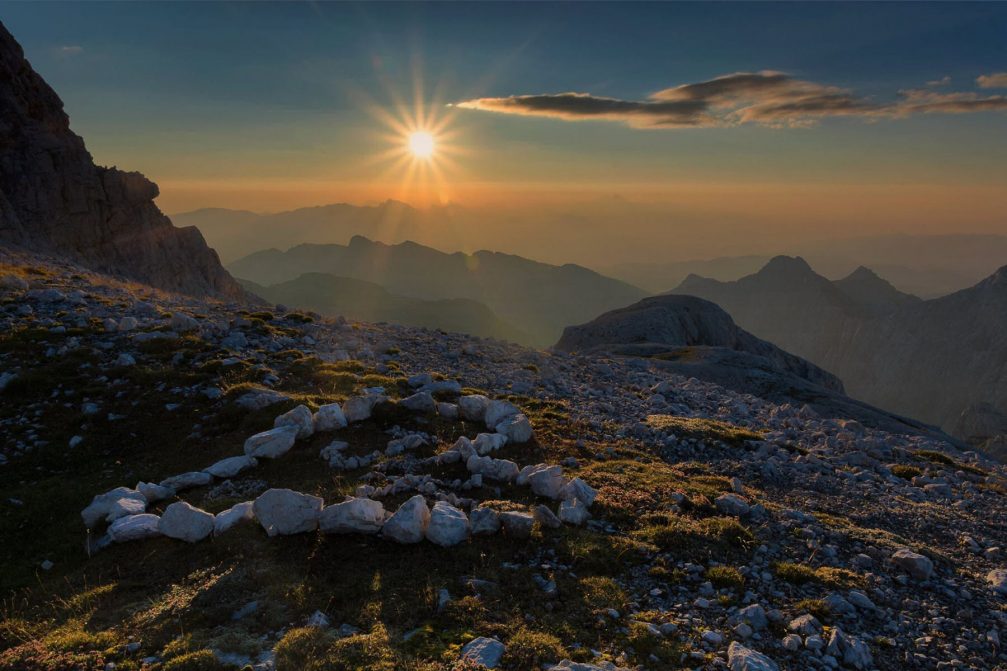 A beautiful sunrise above the Julian Alps in Slovenia