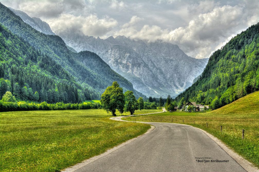 The Logarska Dolina valley surrounded by the Kamnik-Savinja Alps, Slovenia