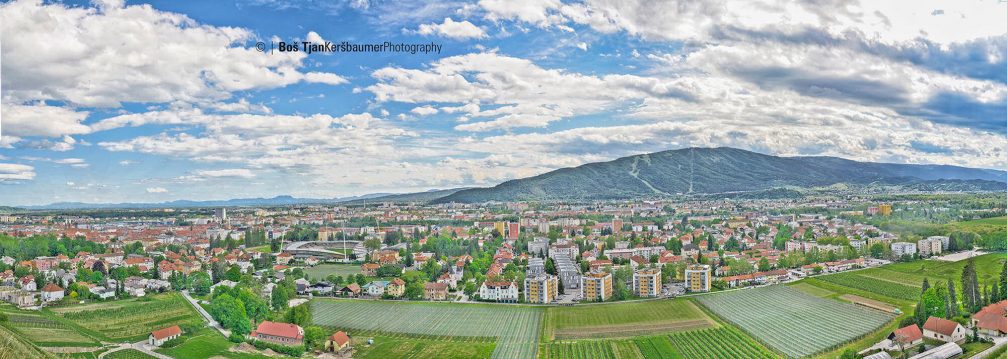 Beautiful panorama of Maribor, Slovenia, captured from the Kalvarija hill