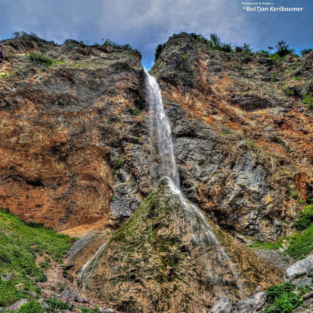 Waterfall Rinka in the Logar Valley in Slovenia