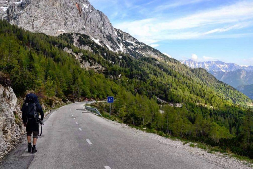 The Vrsic mountain pass road in the Triglav National Park, Slovenia