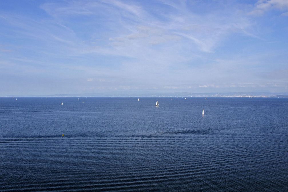 Several sailing boats on the Adriatic Sea in Slovenia