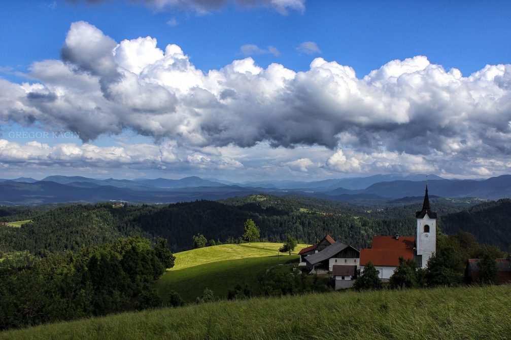 The Church of St. Catherine in Medvedje Brdo in the hills of western Slovenia