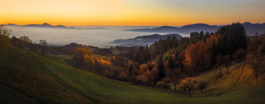 View towards the valley from the Gorenje Pri Zrecah village at an elevation of 761 meters