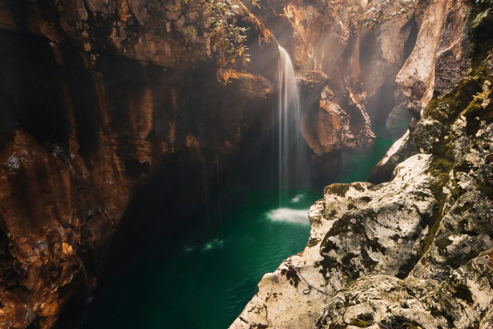 The Great Gorge of the Soca River in the Triglav National Park in Slovenia