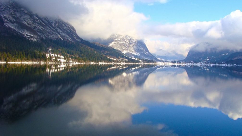 Lake Bohinj in the Triglav Natonal Park, Slovenia, surrounded by majestic mountains of the Julian Alps