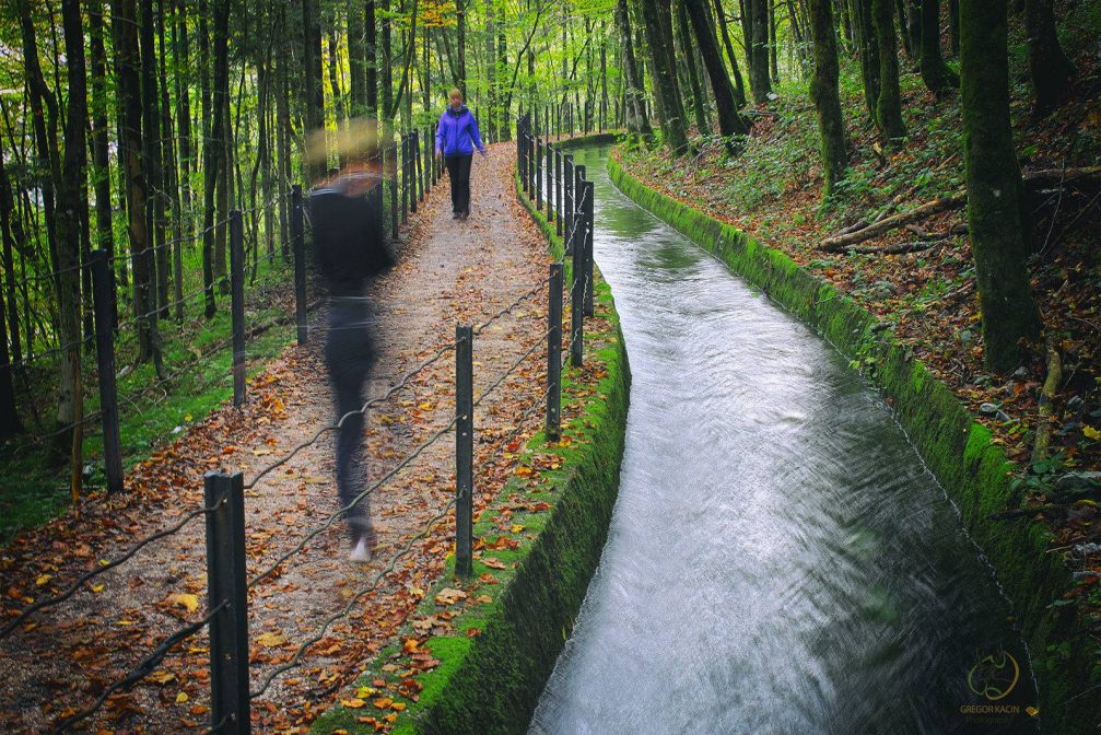 The Rake water channel along the nature learning path in Idrija in Slovenia