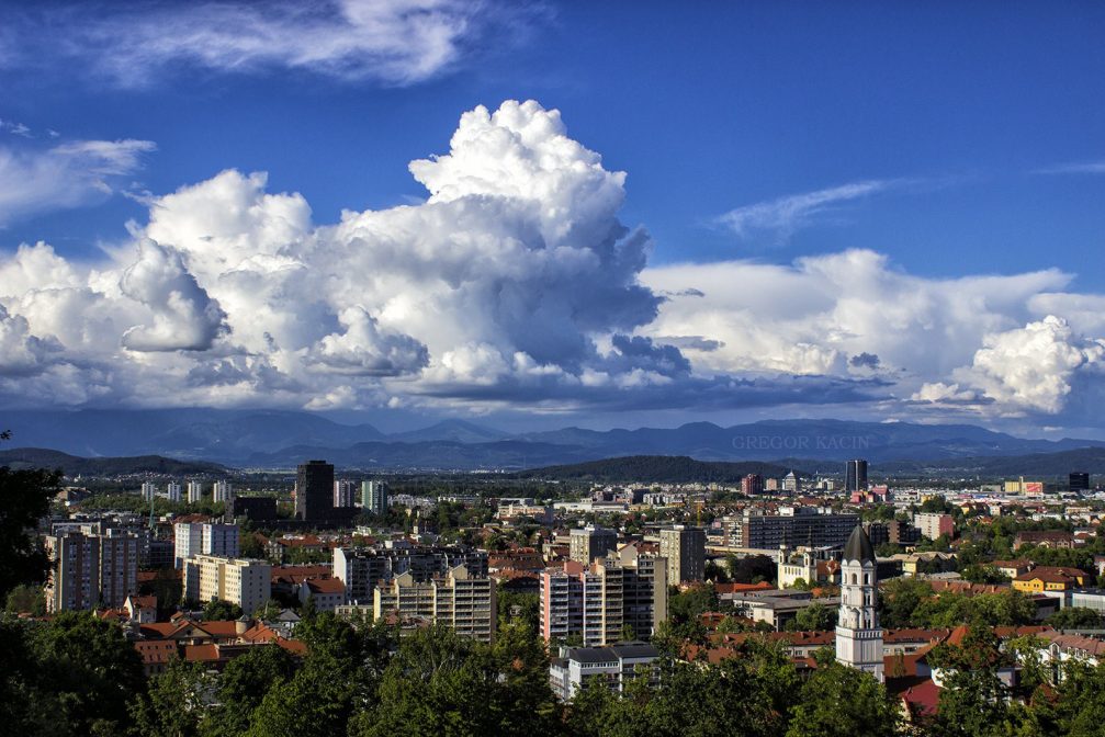 Elevated view of Slovenia's capital Ljubljana