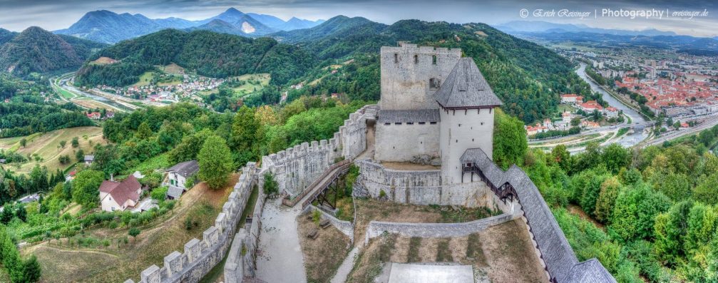 A beautiful panorama of the city of Celje, Slovenia, from the Old Castle