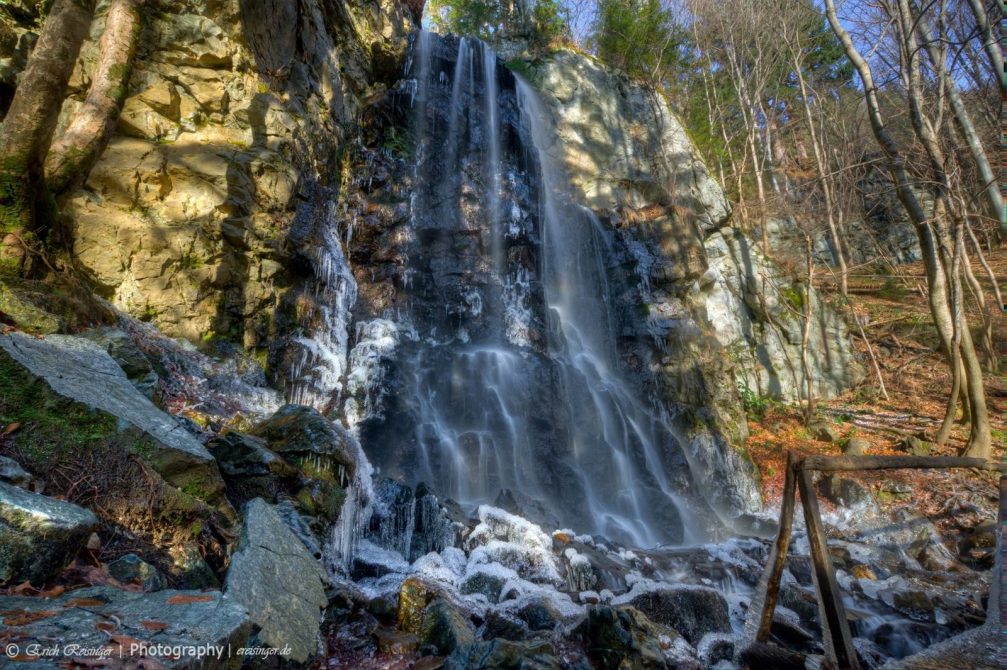 View of the beautiful Fram waterfall, alternatively known as the Skalca waterfall, Pohorje