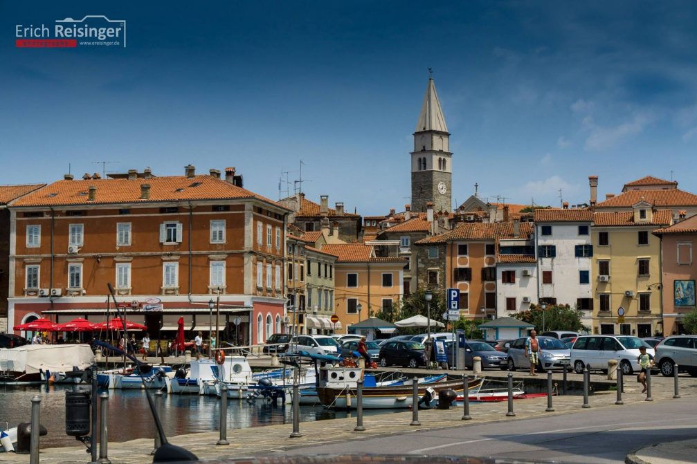 View of the historic town centre of Izola, Slovenia