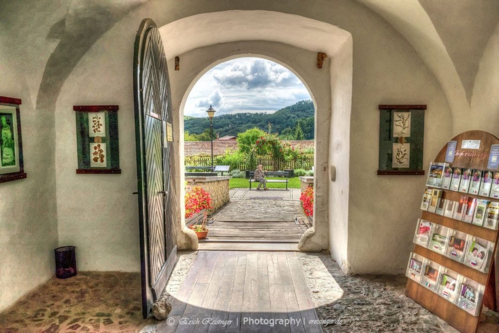 View through the front doors of the Minorite Olimje Monastery in eastern Slovenia