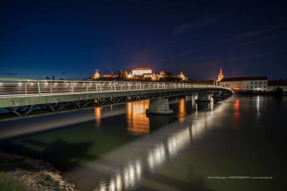 Panoramic night view of Ptuj, the oldest town in Slovenia Ptuj