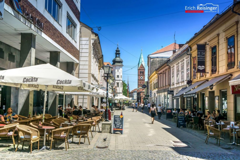 A street view in the historic centre of Maribor, Slovenia