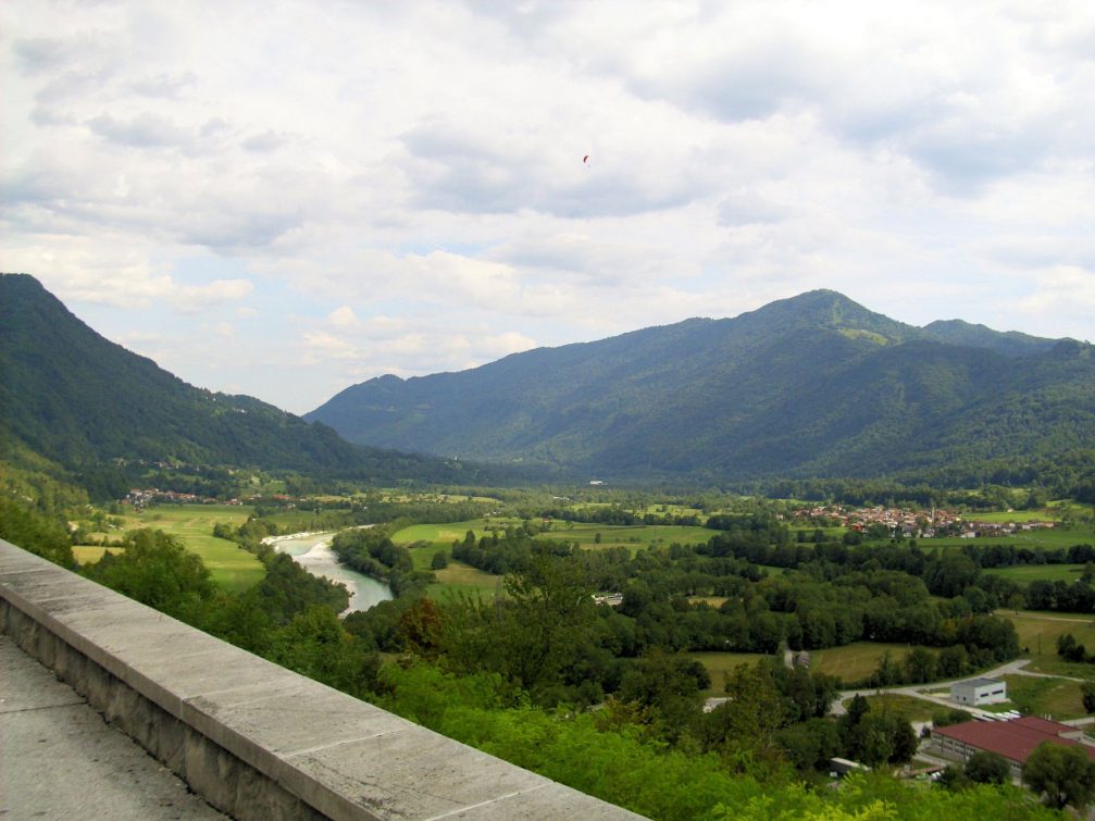 View to the south on the Soca River from the Ossuary Of Italian Soldiers in Kobarid