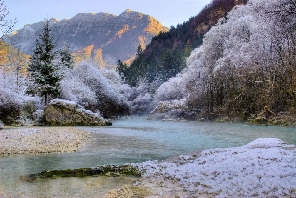 The Soca river on a beautiful winter morning