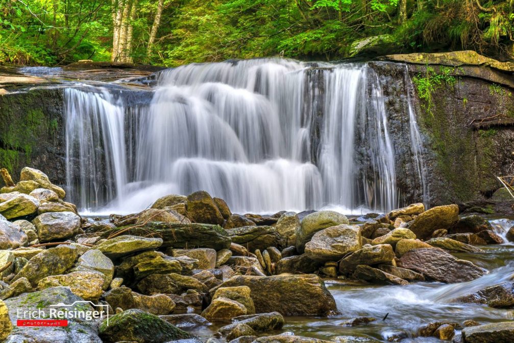 View of the Svitan waterfall on the Oplotnica stream in the woods Pohorje near Rogla