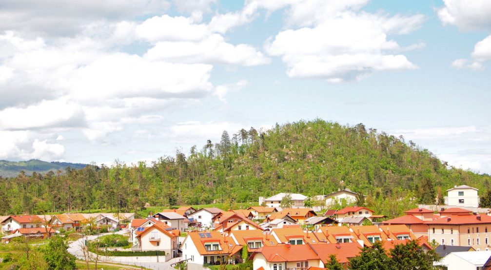 A view from the Pot Na Poljane street towards northeastern part of Postojna, Slovenia