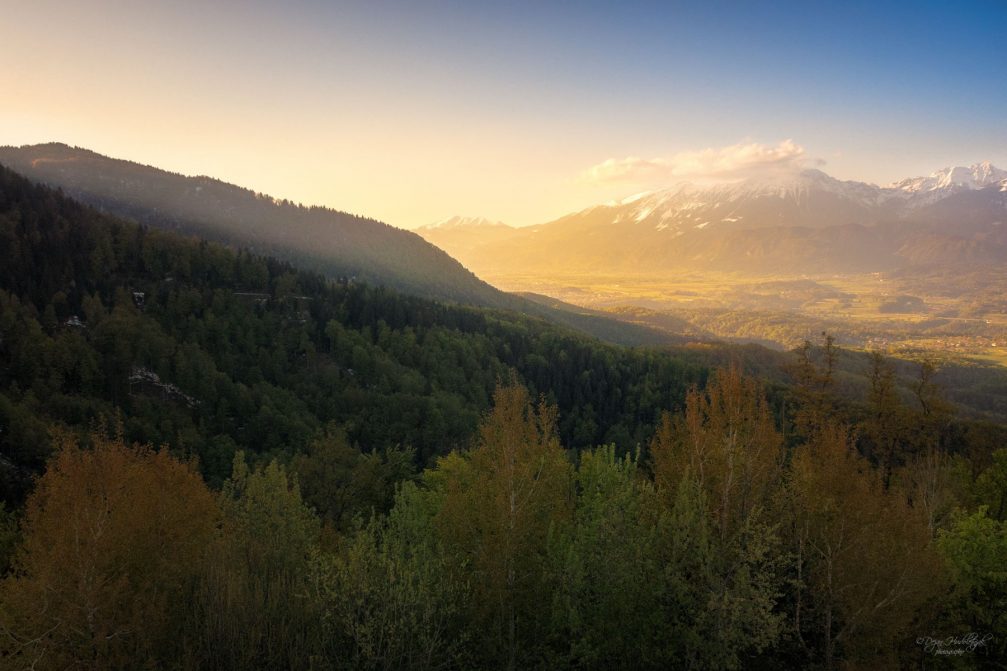 An elevated view of the valley from Jamnik