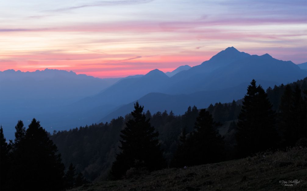 A beautiful mountain sunset as seen from Krvavec