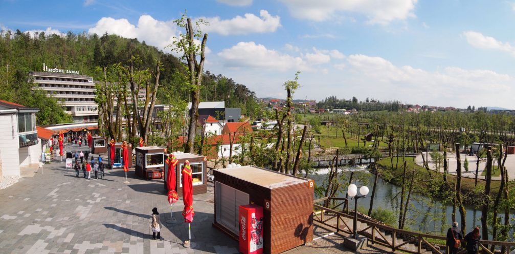 A panoramic view towards Postojna from outside of the cave