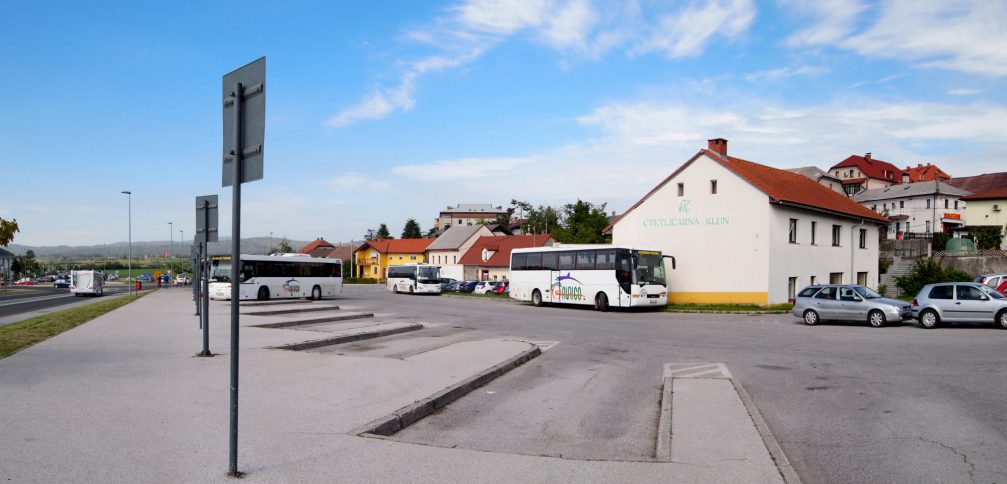 The main bus station in Postojna, Slovenia