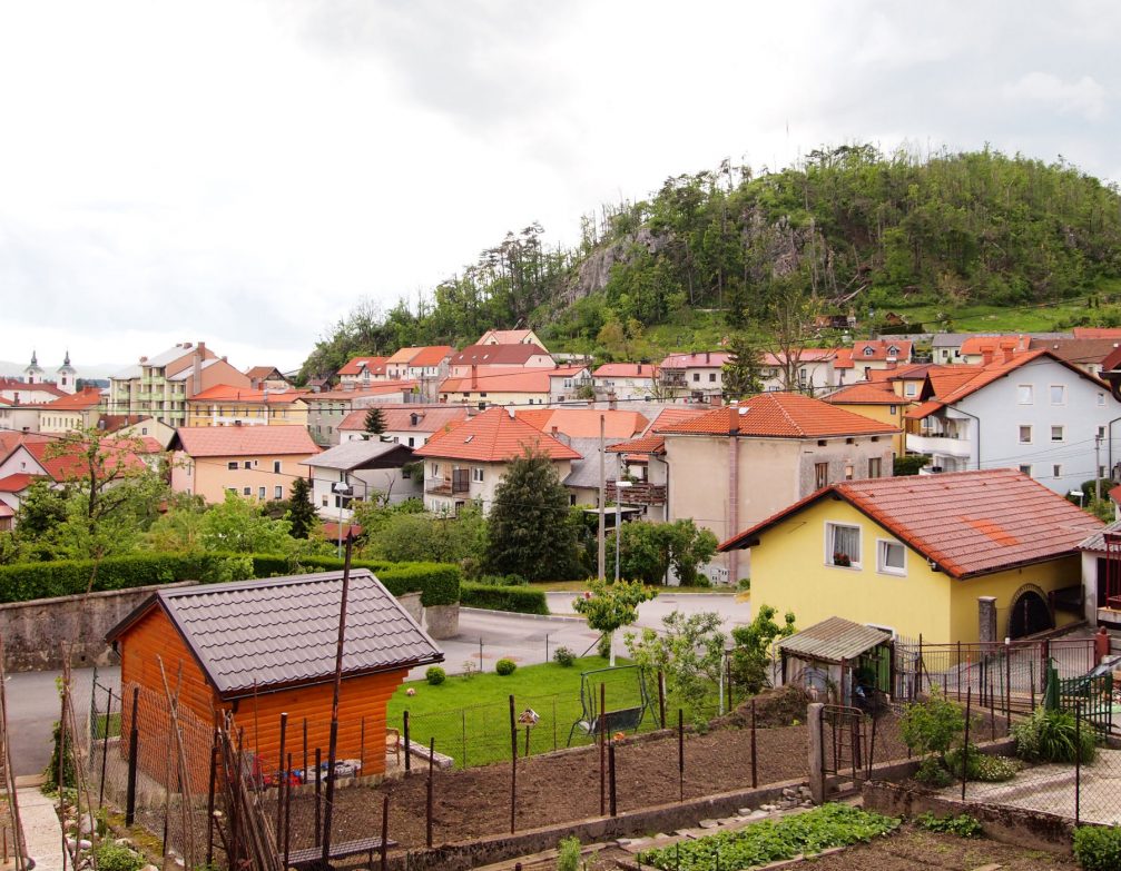 A view from the Kolodvorska Ulica street towards northwestern part of Postojna, Slovenia