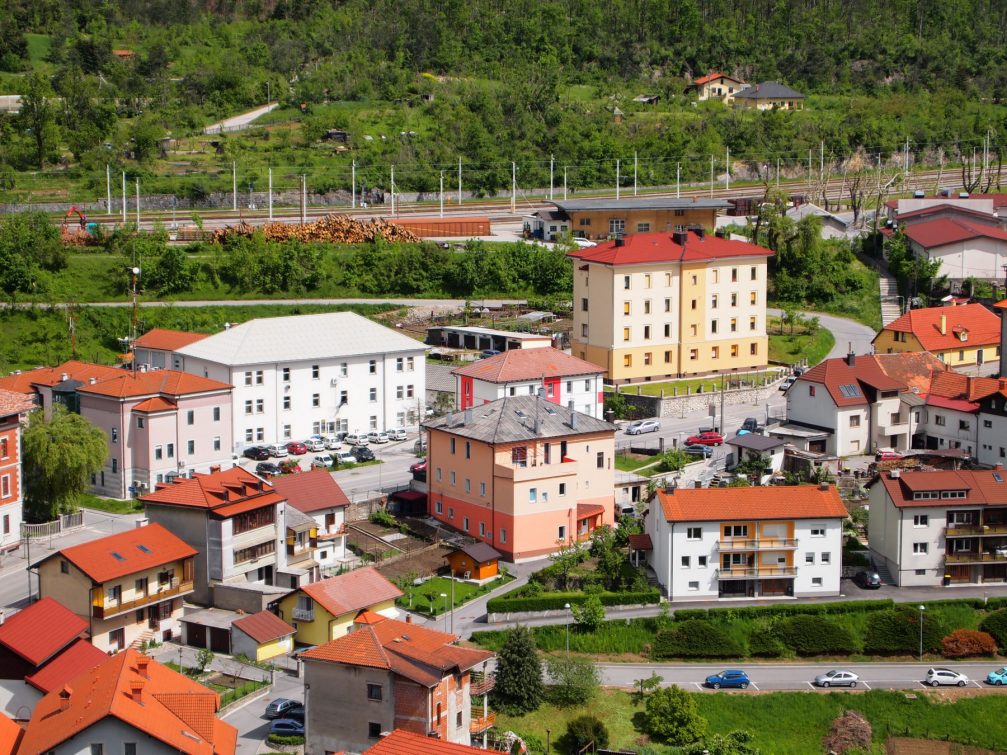 An elevated view of the eastern part of Postojna from the Sovic hill