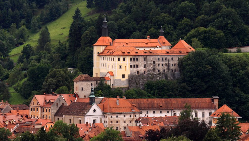 Elevated view of the Skofja Loka Castle