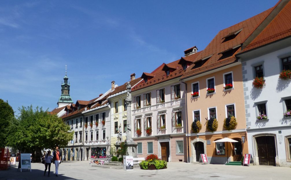 Town Square in the historic centre of Skofja Loka, Slovena