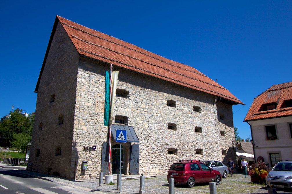 Exterior of the Town Granary in the medieval town of Skofja Loka in Slovenia