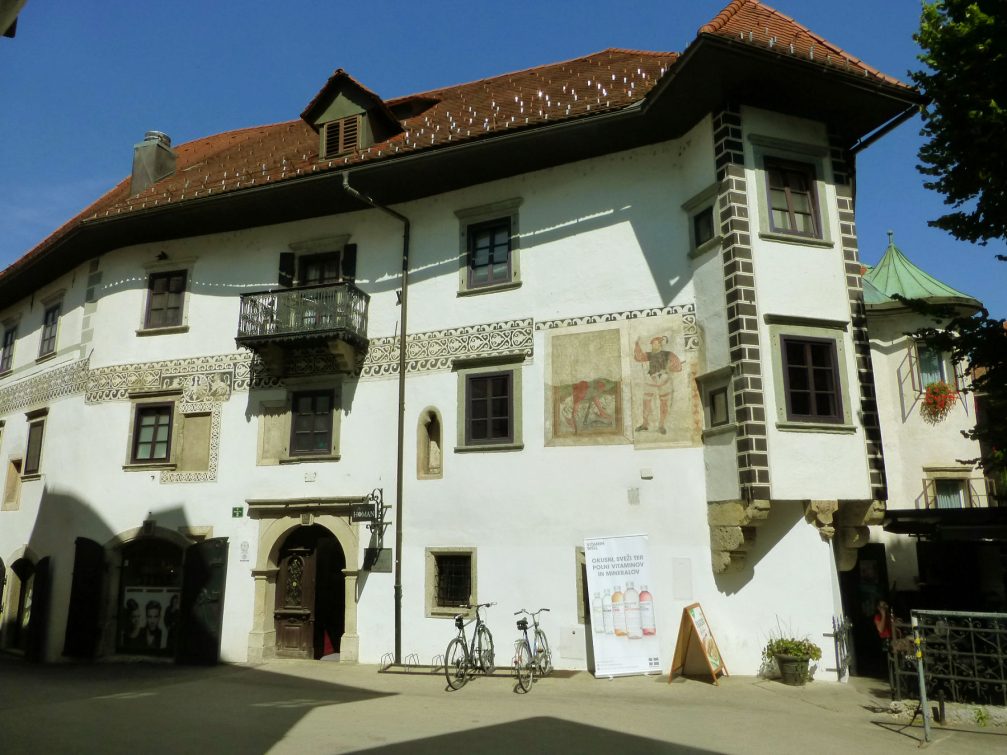 The Homan House or Homanova Hisa on the Town Square in Skofja Loka, Slovenia