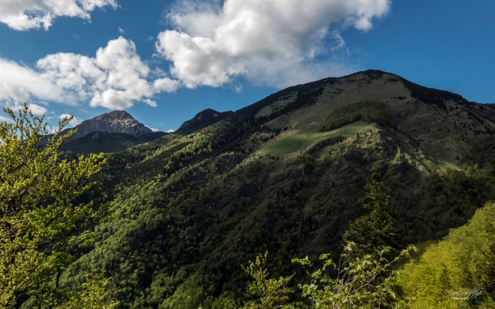 A view towards Cjanovca and Hudickov Borst from the Sveti Jakob hill above Preddvor, Slovenia