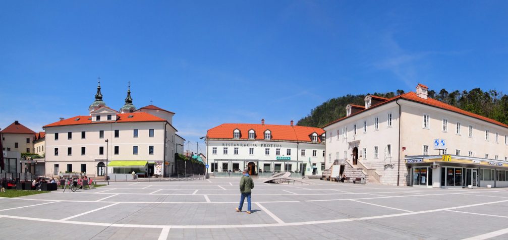 Titov Trg Square in the centre of Postojna, Slovenia