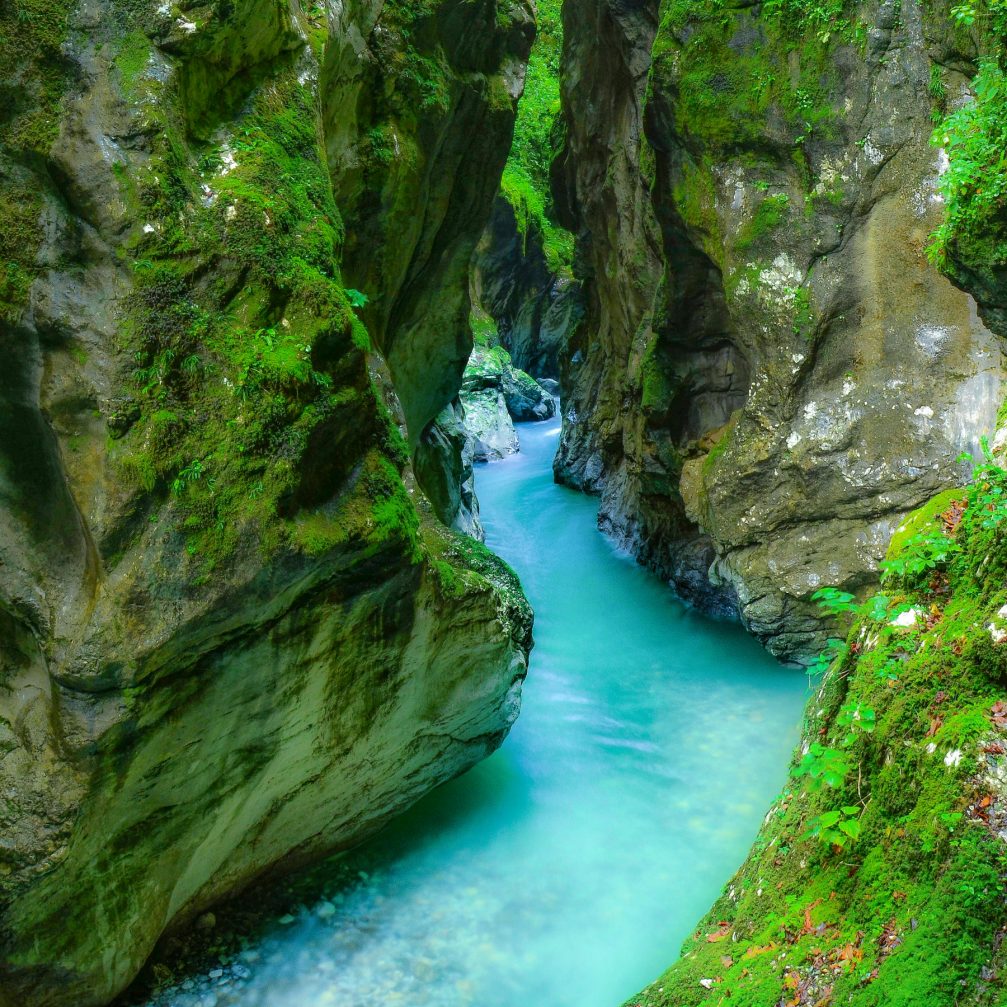 Tolmin Gorge, a natural sight in Triglav National Park in northwestern Slovenia