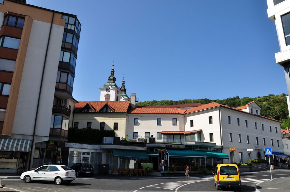 View of the Postojna town center directly from the Trzaska Road