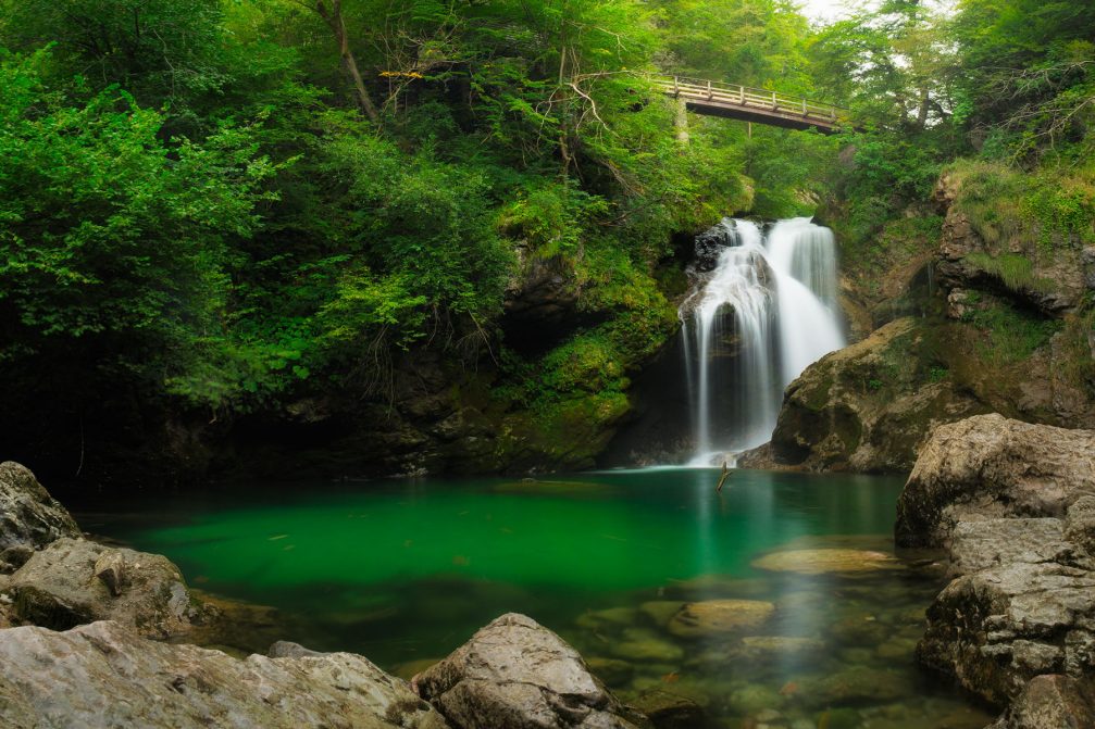 The Sum waterfall in the spectacular Vintgar Gorge near Bled, Slovenia