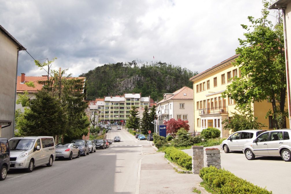 The Vojkova Ulica street in the town of Postojna, Slovenia