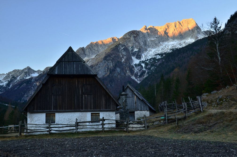 The last remaining high-altitude farms in Zadnja Trenta in the Julian Alps, Slovenia