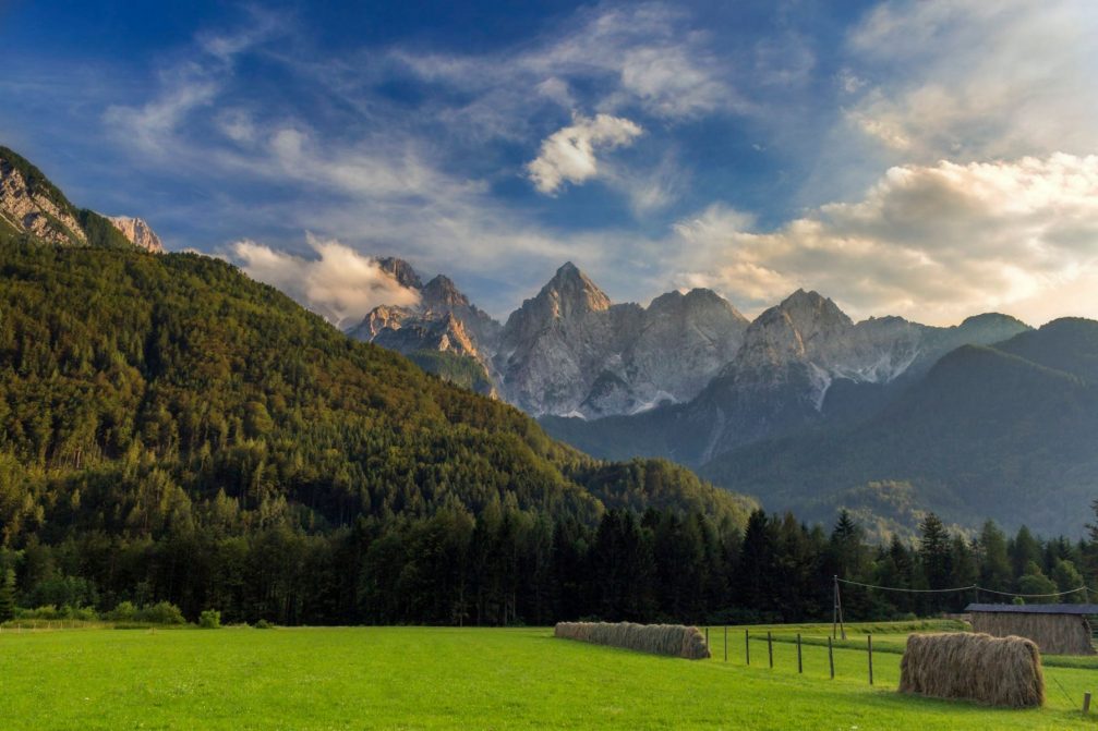 The Gozd Martuljek countryside in the Upper Sava Valley in northwestern Slovenia