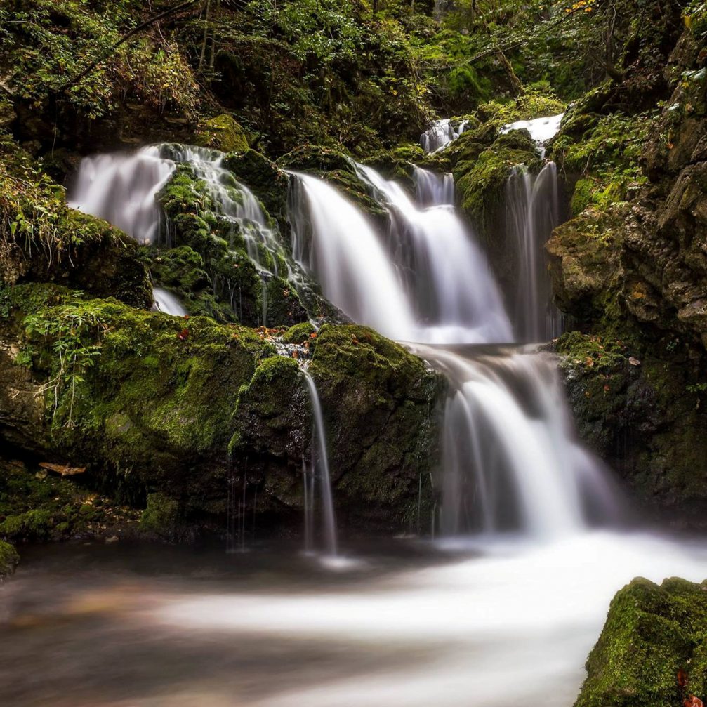 Waterfall Kropa in the Voje valley in the Bohinj area of northwestern Slovenia