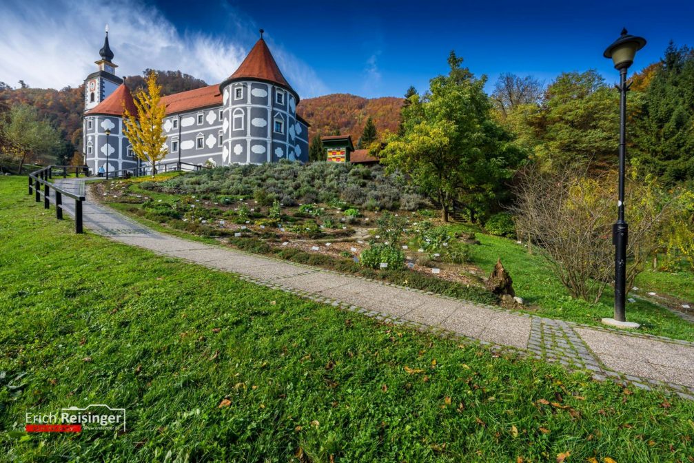 A herb garden in front of the Olimje Monastery in Podcetrtek, Slovenia