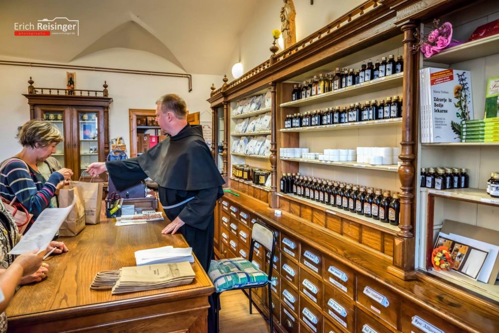 Interior of the old pharmacy located on the ground floor in the Olimje Monastery