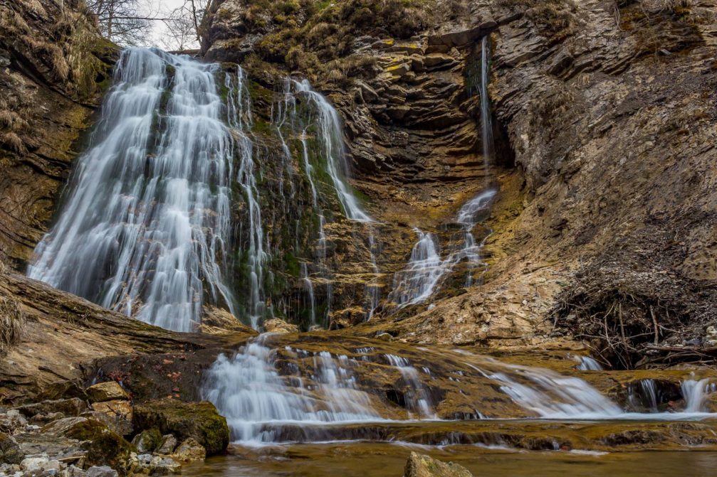 The multi-stranded Stegovnik Waterfall near the town of Trzic, Slovenia