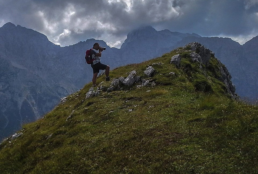 Slovenian landscape photographer Branko Cesnik with his camera