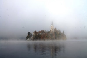 Waiting for the fog to lift, Bled, Slovenia