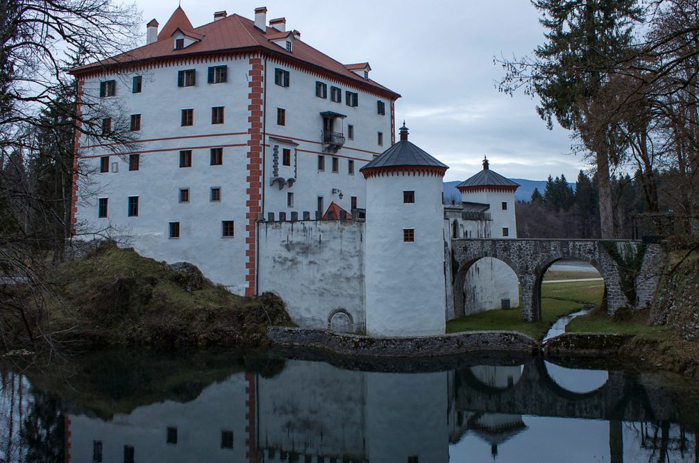 Exterior of the Sneznik Castle in Slovenia