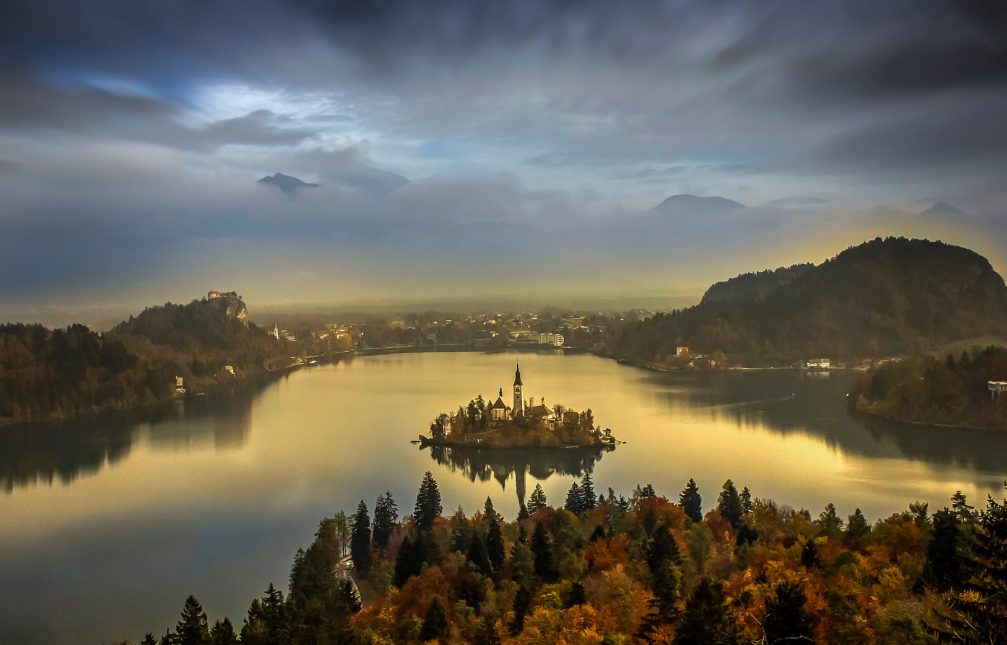 Lake Bled panorama in autumn