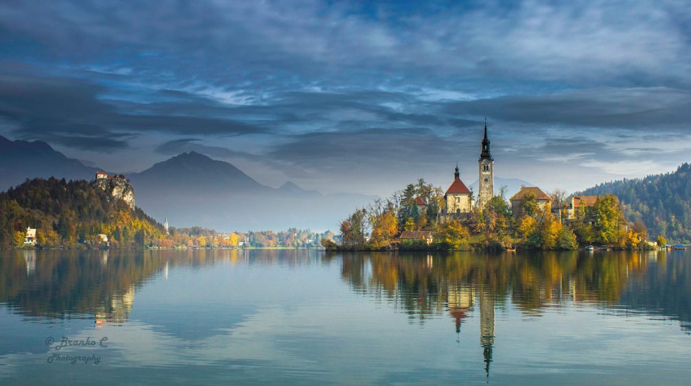 Lake Bled with its picturesque small island and medieval cliff-top castle